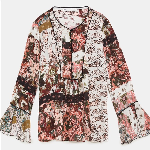 Zara Paisley Printed Blouse NWT - Picture 2 of 7